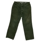 Eddie Bauer womens relaxed boyfriend raw hem fringe midnrise green corduroy 6 Photo 1