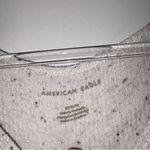 American Eagle Sweater Ribbed Speckled Long Sleeve V-Neck High Low Hem white M Photo 2