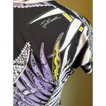 Just Cavalli  Women S Black Multi Color Snake Print Short Sleeve T Shirt Top Photo 1