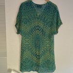 Rory Beca Artsy Watercolor Coverup Dress Semi Sheer Mini Green Resortwear Photo 6