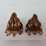 Antique Brass Layered Leaves Gold Tone Metal Dress Clips Photo 4
