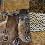 Laurel Burch Fabric Adjustable Strap Crossbody Bag W/Pockets Artsy Boho Tribal Brown Photo 6