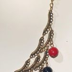 NWT Golden Layered Bib Necklace with Red & Black Beaded Accents Red Photo 3