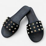 Bamboo  Black and Gold Studded Sandals Photo 5