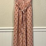 Olivaceous Pink Patterned Rayon Strapless tube top style Jumpsuit size medium Photo 0