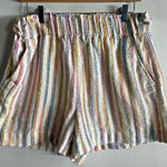 Lou & grey Multicolor Textured Stripe Shorts M Elastic Waist Pockets Casual Photo 0