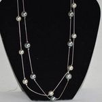 Source Unknown Retro Chic Silver Tone Snake Chain Metal Beaded Double Strand Party Necklace Photo 0