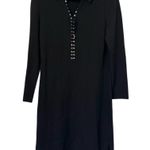 St. John Collection Lace Up Long Sleeve Knit Dress Womens 6 Black Cocktail Photo 0