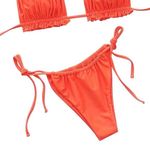 Lalalux Orange Ruched Bust Frill Padded Bandeau Sexy Miami Hawaii Bikini Kini L Size L Photo 1