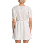 AQUA  White Mini Dress Crochet Lace Trim Puff‎ Sleeve V Neck XS Photo 3