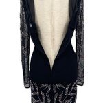 AQUA Floral Sequin Mesh Overlay Long Sleeve Mini Dress Size 2 Black Photo 8