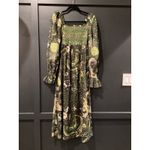 Farm Rio RARE  Green Borogodo Dress Long Tropical Smocking Beaded Tassel Size XS Photo 3