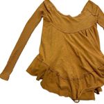Free People Sundae Tee Open Back Boho Casual Ruffle Flowy Mustard XS Photo 5