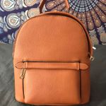 Beige Leather Small Backpack Tan Photo 0