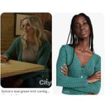 Vince Marled Crochet Knit Cardigan Teal Cotton Chic TV Chicago Fire Size M Photo 8