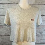 Brandy Melville  T-Shirt Cropped with Pocket American Flag Gray-OS Photo 0
