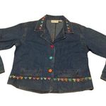 Vintage womens medium beaded denim jacket colorful cute bead jean s collection s Blue Photo 0