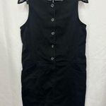 Emanuel Ungaro Black Button Down Denim Overall Shift Dress Sz 14 Photo 0