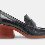 Dolce Vita Talie Black Crocodile Faux Leather Heeled Loafers, Sz 8 Photo 1