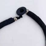 Vintage Metal Loop Black Cord Rope Statement Necklace Chunky Steampunk Brutalist Photo 3