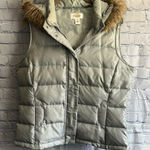 Talbots Women's Gray Puffer Vest with Faux Fur Trim Size Medium Photo 0
