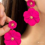 Gorgeous Floral Rose Red Statement Earrings Photo 1