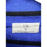 Anthropologie T.La Blue Black Stripe Mock Neck Ruffle Sleeve Knit Top Preppy XL Photo 2