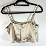 Lulus Lulu’s NWT Beige Satin Tie-Strap Cropped Tank Top‎ Size M Zip Up Back Photo 3