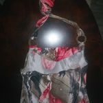 Papaya  L O-Ring Halter Brown Red Tulips Top Photo 1