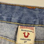 True Religion  Joey Skirt Blue Denim Jean Size 27"‎ Light Wash Distressed USA Photo 4