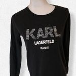 Karl Lagerfeld Paris Logo Black Sweatshirt Tweed Photo 4