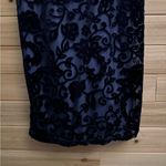 Vintage Steppin Out Sz Small Navy High Neck Crushed Velvet Mesh Filigree Dress Blue Photo 3