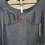 ALLSAINTS Tia Top Womens US Size 4 Black Smocked Textured Long Sleeve Shirt New Photo 2