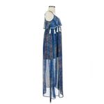 Lord & Taylor Design Lab Blue Boho Tassel Maxi Dress Sz XS Sheer Festival Flowy Photo 2