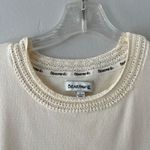 BEARPAW  Sz L Crochet Short Sleeve‎ Crewneck Top Blouse Cream Stretch Pullover Photo 3