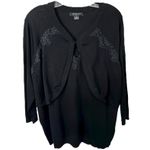 August Silk Plus Size 1X Sweater Black Silk Lace Faux Set Career Office 1368 Photo 0