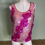 Vintage Paillette Sequined Beaded Wool Top 60s 70s funky groovy‎ disco mod retro Pink Size M Photo 1