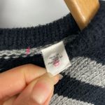 LUX Black Gray Striped Knit Empire‎ Waist Sleeveless Babydoll Sweater Dress Photo 4