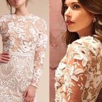 Anthropologie  BHLDN Monique Lhuillier Lace Cocktail Wedding Dress 10 Tiana White Photo 1