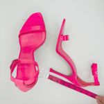 Amina Muaddi Kim Bubblegum Pink Patent Calf Leather Stiletto Strap Heels Size 39 Photo 9