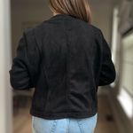 Carmen Marc Valvo Black Faux Suede Utility Jacket Large Photo 8