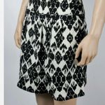 Ann Taylor  Loft Skirt Ikat Print Mini Black White Classic Linen Pockets Size 6   Photo 1
