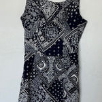 Monteau ‎ Handkerchief Hem Patchwork Paisley Dress Blue Linen Blend Size XS NWT Photo 0