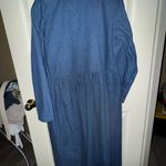 Mosaic Embroidered Denim holiday Dress with Red Buttons Blue Size 16 Photo 6