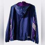 Adidas Track Windbreaker Jacket Y2K Vintage Women’s Sz Lg Navy and Purple Hooded Photo 2