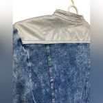 Elisa Cavaletti Italian Blue Acid Wash Pleather Trim Viscose Button Shirt Photo 2