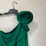 Mango Dark Green One-Shoulder Rose Ruffle Maxi Dress Size 8 Photo 3