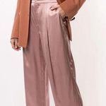 Vince  Liquid Shine Straight Leg Trousers Size 10 Pink Satin Wide Leg Career Wear Photo 0