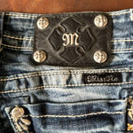 Miss Me  denim mid shorts with embroidered floral designs & rhinestones size 26 Photo 2