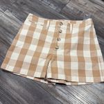 Madewell  Emmett Picnic Shorts Gingham Checkered White Tan Button Up Front US 25 Photo 2